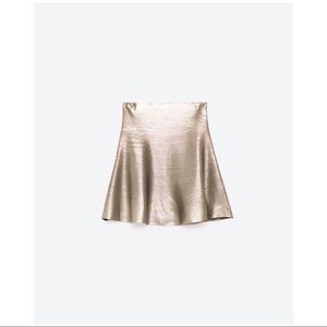 RARE NWT ZARA F/W 16 SHORT A-LINE FOIL SKIRT SZ S